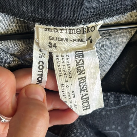 Vintage MARIMEKKO Kihlatasku Shapes Pattern Pocket Icon Dress Size EU 34; US 4/6 - Picture 2 of 7